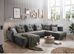 ED EXCITING DESIGN Wohnlandschaft »Pamplona U-Form«, mit Bettfunktion, Bettkasten & Zierkissen