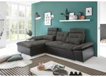 ED EXCITING DESIGN Ecksofa "Jakarta L-Form" mit Bettfunktion, Armteilverstellung, Kopfstützen & 2 Nierenkissen