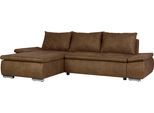 Ecksofa HOME AFFAIRE "Acra L-Form", braun (cognac), B:266cm H:83cm T:175cm, 100% Polyester, Sofas, Ecksofa, mit Bettfunktion und Bettkasten, in Mattenoptik