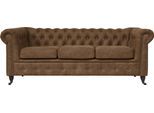 Chesterfield-Sofa HOME AFFAIRE "Aarburg", braun (cognac), B:203cm H:77cm T:87cm, 100% Polyester, Sofas, aufwändige Knopfheftung und Ziernägel im Chesterfield-Design