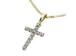 Kette mit Anhänger DIAMONDS BY ELLEN K. "Gold 585 Kreuz mit 12x Diamant zus. 0,12ct.", gelb, Halsketten, Damen, 42/45cm, 0,12, Gold, L: 45 B: 10mm, glänzend, B:10mm