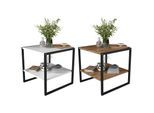 VCM Holz Beistelltisch Couchtisch im schlichten Industriestyle Maße ca. H. 50 x B. 50 x T. 50 cm Wohnzimmertisch Kaffeetisch - Insasi M