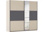 Schwebetürenschrank RAUCH "Kleiderschrank Schrank Garderobe Schlafzimmerschrank SAJO", beige (champagner, graumetallic), B:218cm H:210cm T:59cm, Holzwerkstoff, Schränke, Schwebetürenschrank, in 2 Breiten (218, 261 cm) optional mit Spiegel MADE IN GERMANY