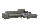 Ecksofa W.SCHILLIG "piedroo, Designsofa mit tollem Sitzkomfort, bequem und elegant, L-Form", grau (grau r66), B:303cm H:70cm T:193cm, Chenille-Flachgewebe R66 (85% Polyester, 15% Nylon), Sofas, Ecksofa, Kopfteilverstellung, wahlweise mit Sitztiefenverstellung, Breite 303cm