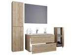 Mid.you Badezimmer , Sonoma Eiche , Metall , 2,2 Schubladen , 147 cm , hängend , Badezimmer, Badmöbelsets & Badmöbelserien, Badmöbel-Sets