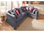 Ecksofa HOME AFFAIRE "Luise L-Form", grau, B:275cm H:75cm T:192cm, Struktur 100% Polyester, Sofas, Ecksofa, mit vielen losen Kissen und abnehmbarer Husse