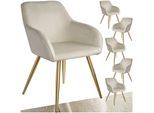 tectake® Esszimmerstuhl, gepolstert, in Samtoptik, goldene Stahlbeine, 58 x 62 x 82 cm