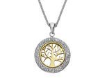 Kette mit Anhänger ZEEME "Silber 925 zweifarbig mit Lebensbaum-Motiv", gelb, Halsketten, Damen, 45cm, Silber 925 (Sterlingsilber), L: 45 B: 19mm, glänzend, B:19mm