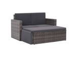 vidaXL 2-tlg. Garten-Lounge-Set mit Auflagen Poly Rattan Grau