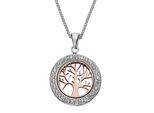 Kette mit Anhänger ZEEME "Silber 925 zweifarbig mit Lebensbaum-Motiv", rosa (mehrfarbig), Halsketten, Damen, 45cm, Silber 925 (Sterlingsilber), L: 45 B: 19mm, glänzend, B:19mm
