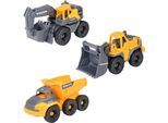 Dickie Toys Spielzeug-Baumaschine »Volvo Construction Set«, (Set, Bestehend aus Bagger, Radlader, Kipplaster)
