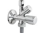 Schell Kombi-Eckventil COMFORT 1/2'' x 3/8'' x 3/4'' - mit Griff-Fettoberteil + Rückflussverhinderer - chrom