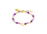 Armband PRINZESSIN LILLIFEE "2035302", lila (gelbgoldfarben, pink, lila, lila, pink, transparent), Armbänder, Jungen, 14cm, Edelstahl, Armband, mit Schmuckstein
