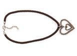 Kette mit Anhänger ALLGÄU REBELL "Sweet Heart", Damen, Gr. onesize, Kunstfaser, braun, Basic, Halsketten, mit echten Swarovski Steinen
