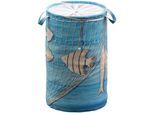 Wäschekorb SANILO "Seefahrt", blau, H:55cm Ø:37cm, Polyester, Wäschesammler, Wäschekorb, 60 Liter, faltbar, mit Sichtschutz