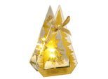 LED-Dekofigur I.GE.A. "Dekoobjekt aus Glas mit LED Licht", gold, B:13cm H:20cm, Glas, Dekofiguren, Mit Tannenbaum Kunstschnee Deko Weihnachten Weihnachtsdeko Dekoration