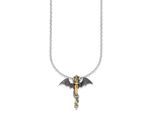 Kette mit Anhänger BRUNO BANANI "Schmuck Geschenk Halskette Drache Schwert Kreuz Ankerette", gelb (edelstahlfarben, gelbgoldfarben, schwarz), Halsketten, Herren, Edelstahl, L: 55 B: 3mm, B:3mm