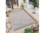Teppich CARPET CITY "In-& Outdoorteppich Santorini 58578, 3D-Effekt, Raute-Optik", grau, B:80cm H:5mm L:150cm, Polypropylen (PP), Teppiche, Teppich, Wetterfest & UV-beständig für Terrasse, Balkon, Küche, Flur