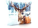 Dekokissen WECKBRODT "Hirsch" Gr. 1, bunt (multi, bedruckt), B:40cm L:40cm, Polyester, Dekokissen_Sitzkissen_Kissenhüllen, Kissenhülle ohne Füllung, 1 Stück
