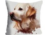 Dekokissen QUEENCE "Golden Retriever", bunt (bunt, bedruckt), B:40cm L:40cm, Polyester, Dekokissen_Sitzkissen_Kissenhüllen, Kissenhülle ohne Füllung, 1 Stück