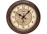 Funkwanduhr AMS "F5544", braun (dunkelbraun), Wanduhren, Ø 28cm, Quarzuhr,Wohnzimmer,Esszimmer,Küche,Arbeitszimmer,Büro, Flur