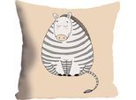 Dekokissen QUEENCE "»Zebra«", bunt (bunt, bedruckt), B:40cm L:40cm, Baumwolle, Dekokissen_Sitzkissen_Kissenhüllen, Kissenhülle ohne Füllung, 1 Stück