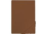 Spannbettlaken "Jersey in Gr. 90x200, 140x200 oder 180x200 cm", braun (chocolate), B:120cm L:200cm, Jersey, Obermaterial: 100% Baumwolle, CASTELL - MARKENBETTWÄSCHE, Bettlaken, Spannbettlaken, aus Baumwolle, für Matratzen bis 22 cm Höhe, Bettlaken, Spannbetttuch