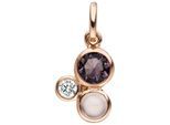 Kettenanhänger JOBO "Anhänger mit Glasstein und Zirkonia", rosa (roségoldfarben), Schmuckanhänger, Damen, Silber 925 (Sterlingsilber), Kettenanhänger, 925 Silber roségold vergoldet