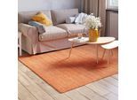 Wollteppich "Isra", rot (rostrot), B:150cm H:1,5mm L:80cm, Wolle, MYFLAIR MÖBEL & ACCESSOIRES, Teppiche, Kurzflor, Handweb Teppich, meliert, reine Wolle, handgewebt