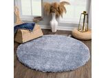 Hochflor-Teppich SANAT "Porto", blau, H:45mm Ø:150cm, Kunstfaser, Teppiche, Wohnzimmer, Langflor, Shaggy Teppich