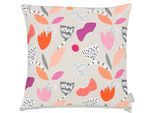 Dekokissen APELT "3807", grau (grau, orange, pink, bedruckt), B:48cm H:5cm L:48cm, Baumwolle, Polyester, Dekokissen_Sitzkissen_Kissenhüllen