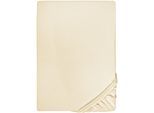 Spannbettlaken BIBERNA "Conny", beige (champagner), 1 Stk., Jersey-Elasthan, 180-200x200-220 40cm, Jersey-Elasthan, Obermaterial: 95% Baumwolle, 5% Elasthan, Bettlaken, Spannbettlaken, hochwertiges Jersey-Elasthan geeignet für Wasser- und Boxspringbetten