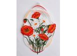 Fensterbild STICKEREIEN PLAUEN "Mohnblumen" Gr. 1, rot, B:22cm H:31cm, Polyester, Fensterbilder, mit echter Plauener Spitze Stickerei