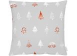 Dekokissen APELT "5825", grau (grau, rot, bedruckt), B:49cm L:49cm, Baumwolle, Polyester, Dekokissen_Sitzkissen_Kissenhüllen