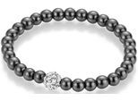 Armband FIRETTI "Schmuck Geschenk Armschmuck Armkette Edelstein Farbstein", grau (dunkelgrau, grau, weiß), Armbänder, Damen, 18cm, Materialmix, Armband, mit Hämatit, Kristallstein