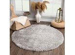 Hochflor-Teppich SANAT "Porto", grau, H:45mm Ø:150cm, Kunstfaser, Teppiche, Wohnzimmer, Langflor, Shaggy Teppich