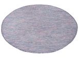 Outdoorteppich CARPET CITY "PALM2778", blau (blau, pink), H:5mm Ø:120cm, Polypropylen, Teppiche, Outdoorteppich, Wetterfest & UV-beständig, für Balkon, Terrasse, Küche, flach gewebt
