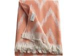Wohndecke TOM TAILOR HOME "Zig Zag", orange (orange, terra), B:140cm L:180cm, Baumwolle, Polyacryl, Wohndecken, Wohndecke, mit feinem Fransenabschluss, Kuscheldecke
