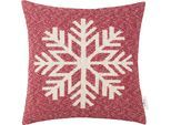 Dekokissen TOM TAILOR HOME "Winter Snowflake" Gr. 1, rot (rot, dunkelrot, blutrot, gemustert), B:45cm L:45cm, Baumwolle, Dekokissen_Sitzkissen_Kissenhüllen, Kissenhülle ohne Füllung, 1 Stück
