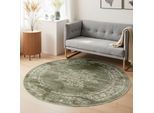 Teppich HANSE HOME "Lydia", grün (mint), H:9mm Ø:160cm, Polypropylen, Teppiche, Teppich, Wohnzimmer, Schlafzimmer, Flur, Kurzflor, orientalisch, Vintage, weich