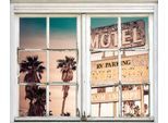 Wandsticker QUEENCE "Motel Schild", braun, B:40cm H:60cm T:0,1cm, Wandtattoos, Wandsticker, Wandbild, selbstklebend, 3D, Fenster