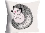 Dekokissen QUEENCE "»Igel«", bunt (bunt, bedruckt), B:40cm L:40cm, Polyester, Dekokissen_Sitzkissen_Kissenhüllen, Kissenhülle ohne Füllung, 1 Stück
