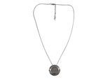Lange Kette STEUER "Halskette, silberfarben, mit rundem Anhänger", grau, Halsketten, Damen, 45+5cm, Metall, L: 50 B: 30mm, glänzend, B:30mm
