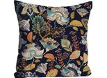 Dekokissen QUEENCE "Blumen", bunt (bunt, bedruckt), B:40cm L:40cm, Polyester, Dekokissen_Sitzkissen_Kissenhüllen, Kissenhülle ohne Füllung, 1 Stück