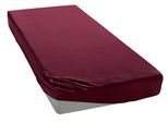 Spannbettlaken ELEGANTE "Mako-Jersey", rot (burgund), 1 Stk., Mako-Jersey, 100x190-200 28cm, Mako-Jersey, Obermaterial: 97% Baumwolle, 3% Elasthan, Bettlaken, Spannbettlaken, in hochwertiger Qualität mit Elasthan-Anteil