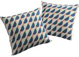 Dekokissen ADAM "Circles", blau (blau, orange, bedruckt), B:40cm L:40cm, Baumwolle, Dekokissen_Sitzkissen_Kissenhüllen, GOTS zertifiziert - Kissenhülle ohne Füllung, 1 Stück