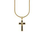 Kette mit Anhänger BRUNO BANANI "Schmuck Geschenk Halskette Kreuz Venezianerkette", schwarz (gelbgoldfarben, schwarz), Halsketten, Herren, Edelstahl, L: 55 B: 3mm, B:3mm