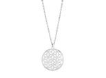 Kette mit Anhänger ZEEME "Silber 925 rhodiniert 42+3cm lang mit Motiv Blume des Lebens", weiß, Halsketten, Damen, 42+3cm, Silber 925 (Sterlingsilber), L: 45, glänzend