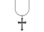 Kette mit Anhänger BRUNO BANANI "Schmuck Geschenk Halskette Kreuz Venezianerkette Silber Schwarz", silber (edelstahlfarben), Halsketten, Herren, Edelstahl, L: 60