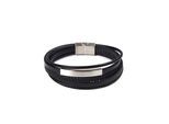 Armband FIRETTI "stylisches Design im sportlich-eleganten Stil, mehrreihig", schwarz (edelstahlfarben, schwarz), Armbänder, Damen, 23cm, Edelstahl Leder, Edelstahl, Leder, Armband